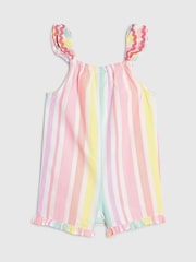 River Island Pink Stripe Embroidered Romper - Image 2 of 5