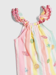 River Island Pink Stripe Embroidered Romper - Image 4 of 5
