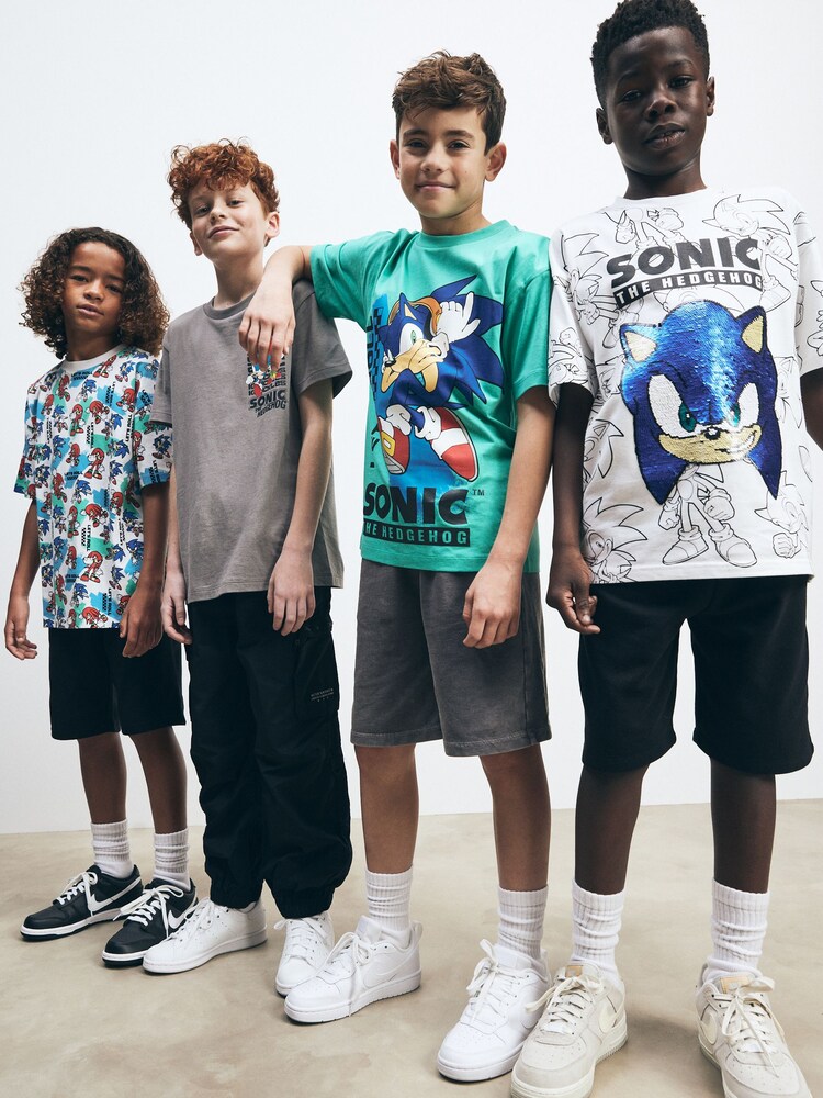 Weiß und Schwarz - Sonic Pailletten-T-Shirt (3–16 Jahre) - Bild 6 von 6 Weiß und Schwarz - Sonic Pailletten-T-Shirt (3–16 Jahre) - Bild 6 von 6