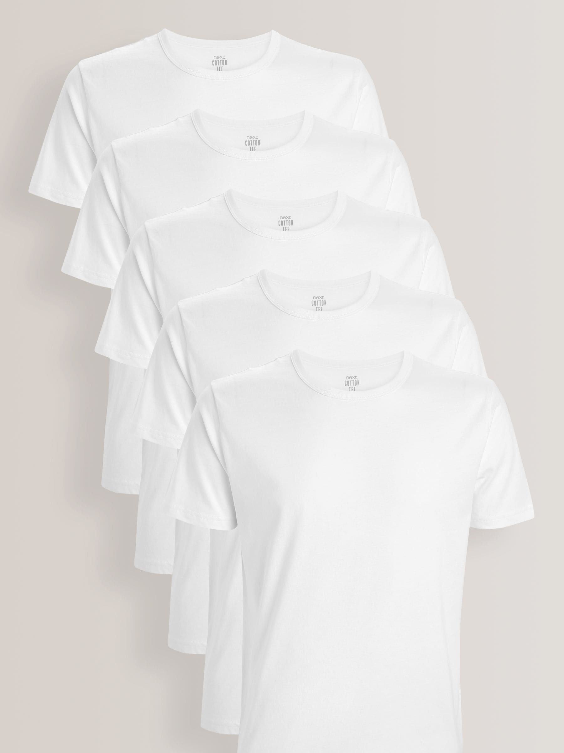 Buy White Slim Fit 100 Cotton Underwear T Shirts 5 Pack from Next Mexico