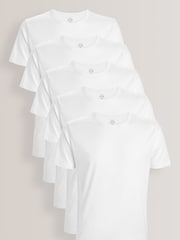 White Slim Fit 100% Cotton Underwear T-Shirts 5 Pack - Image 1 of 5