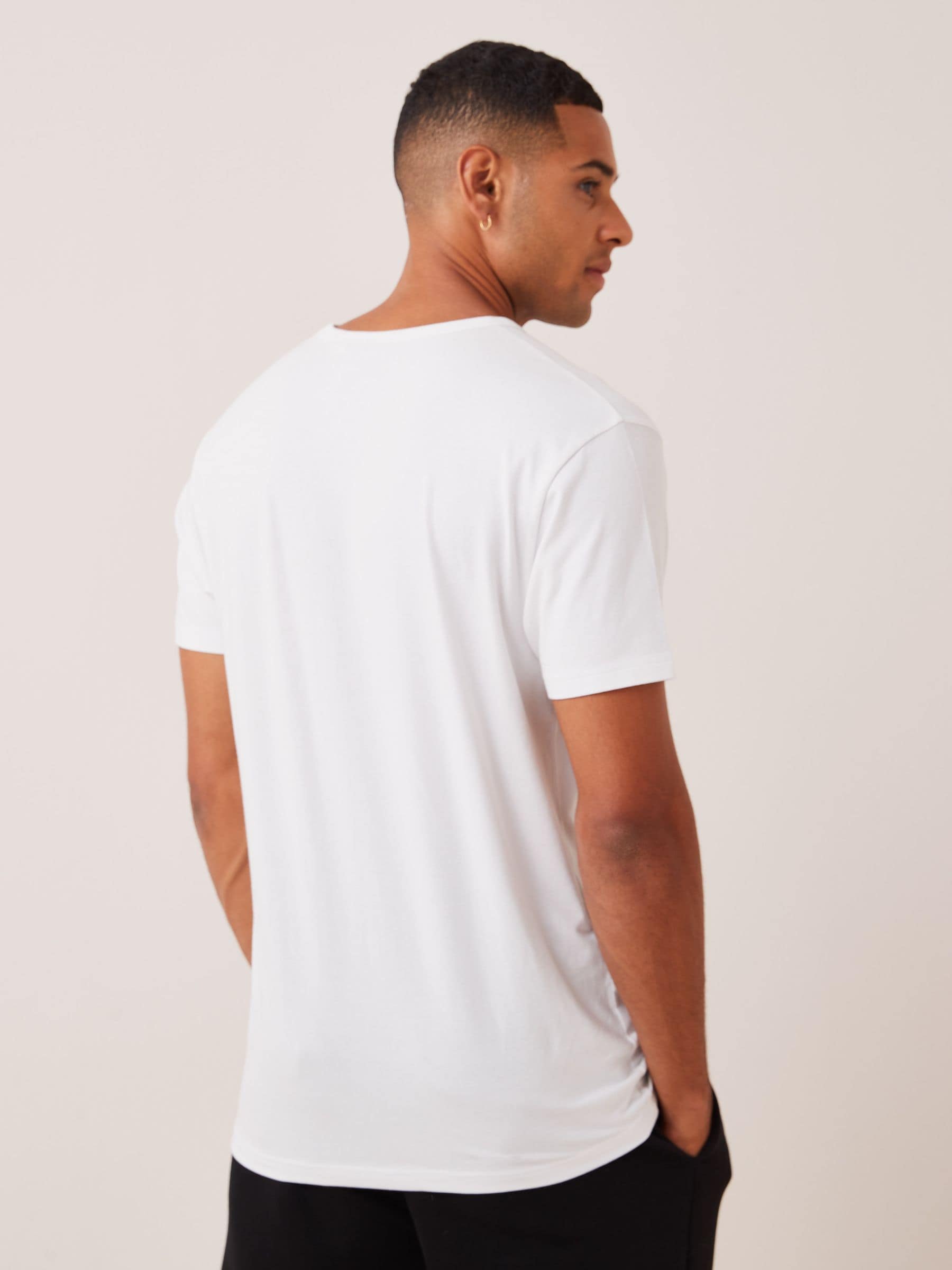 Buy White Slim Fit 100% Cotton Layering T-Shirts 5 Pack from