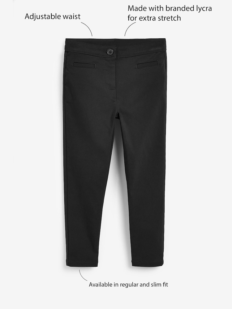 Black Regular Length School Skinny Stretch Trousers (3-18yrs) - Image 3 of 7