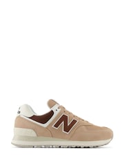 New Balance Beige/Red Womens Leopard Print 574 Trainers - Image 1 of 9