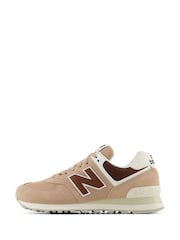 New Balance Beige/Red Womens Leopard Print 574 Trainers - Image 5 of 9