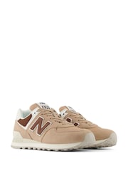 New Balance Beige/Red Womens Leopard Print 574 Trainers - Image 6 of 9