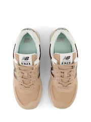 New Balance Beige/Red Womens Leopard Print 574 Trainers - Image 8 of 9