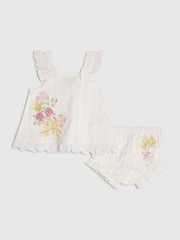 River Island White Knitted Floral Romper Set - Image 1 of 5