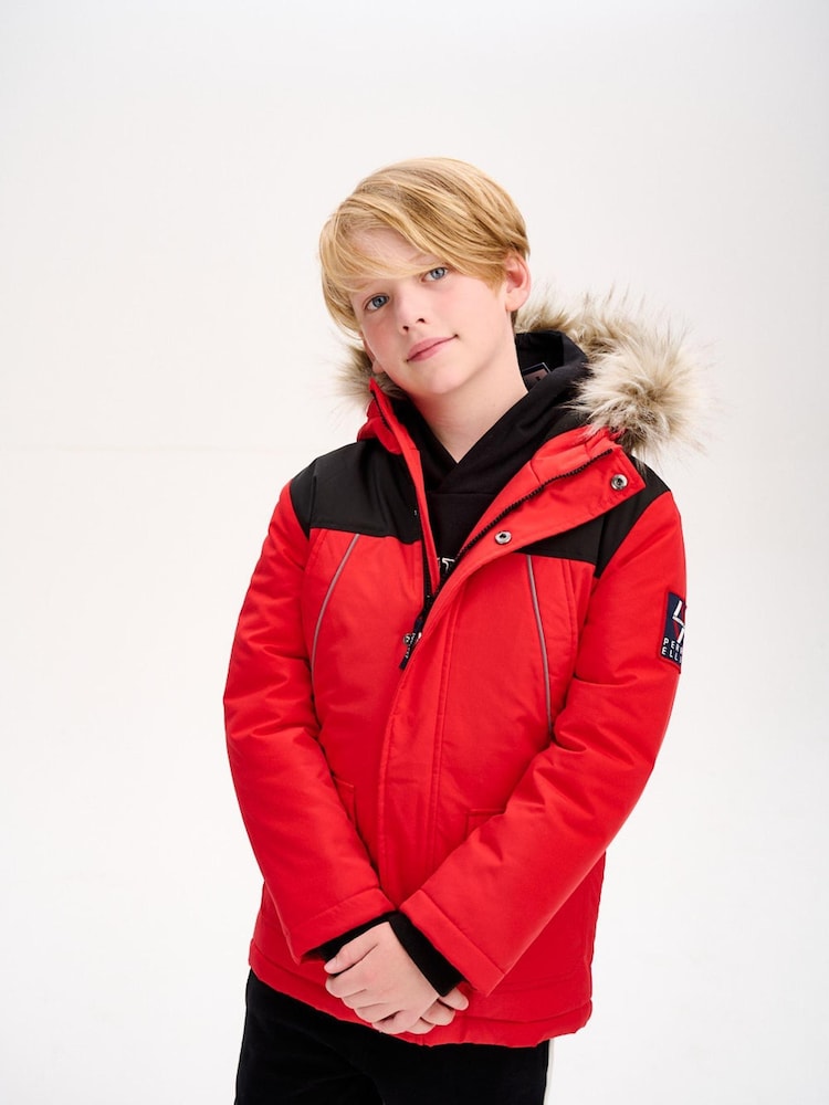 Perry Ellis America Red Woven Parka - Image 1 of 5