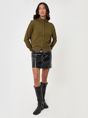 Threadbare Green Compact Knit Funnel Neck Cardigan - Image 3 of 5