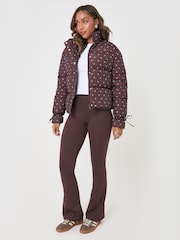 Threadbare Brown Funnel Neck Puffer Coat - Image 2 of 5