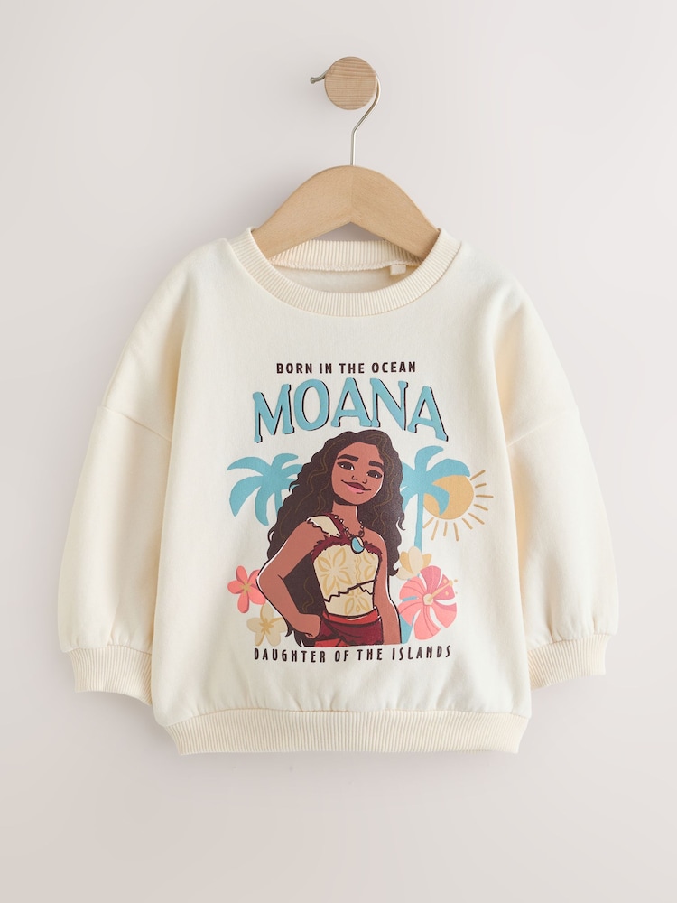 Cream Disney Moana Crew Sweatshirt (3mths-7yrs) - Image 1 of 4 Cream Disney Moana Crew Sweatshirt (3mths-7yrs) - Image 1 of 4