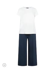 Yours Curve Blue Zip Through Funnel Neck Jacket Top & Wide Leg Joggers Set - Image 9 of 9