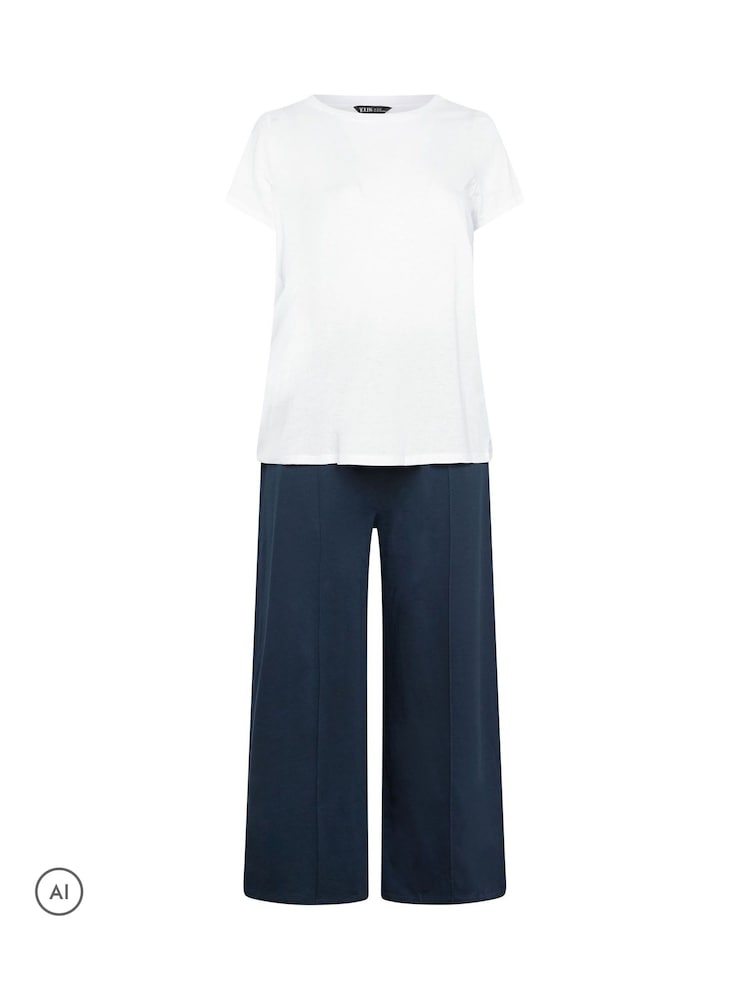 Yours Curve Blue Zip Through Funnel Neck Jacket Top & Wide Leg Joggers Set - Image 9 of 9 Yours Curve Blue Zip Through Funnel Neck Jacket Top & Wide Leg Joggers Set - Image 9 of 9