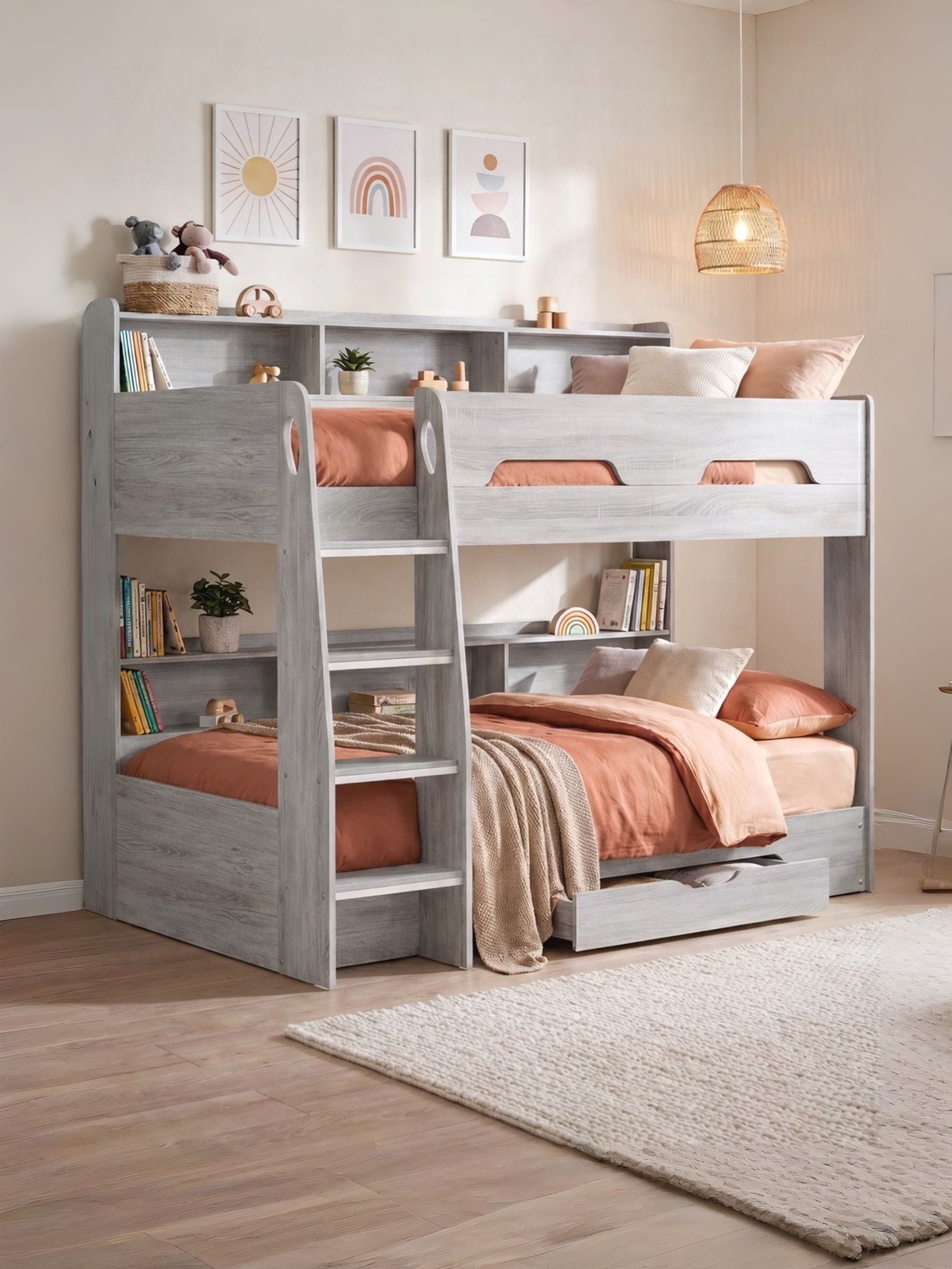 Julian Bowen Unisex Grey Oak Effect Single Orion Bunk Bed