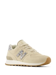 New Balance Cream Womens Leopard Print 574 Trainers - Image 7 of 8