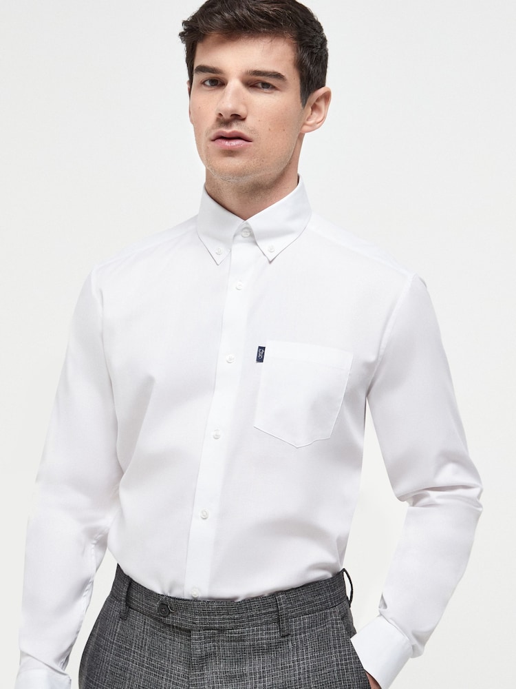 White Slim Fit Easy Iron Button Down Oxford Shirt - Image 1 of 6