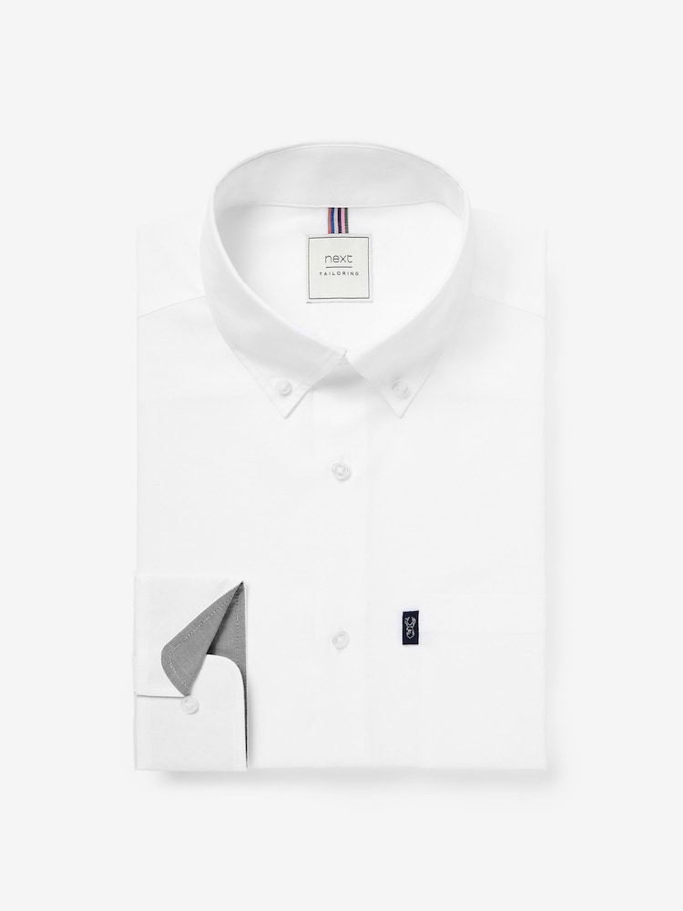 Blanc - Slim Fit (Slim Fit) - Chemise Oxford boutonnée repassage facile - Image 4 of 6