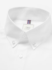 White Slim Fit Easy Iron Button Down Oxford Shirt - Image 5 of 6