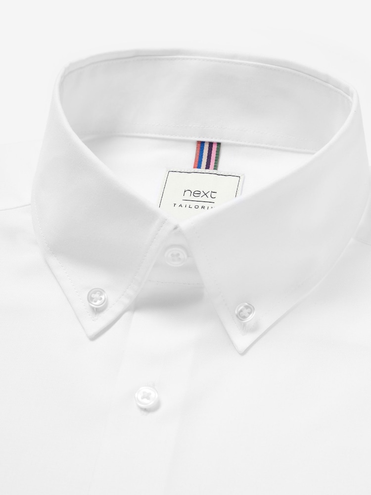 Blanc - Slim Fit (Slim Fit) - Chemise Oxford boutonnée repassage facile - Image 5 of 6
