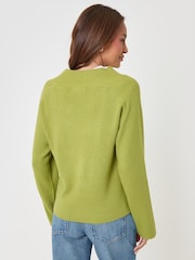 Threadbare Green Deep Rib V-Neck Jumper - Image 3 of 5