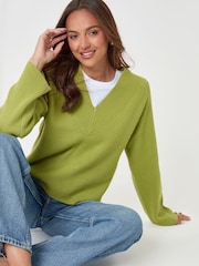 Threadbare Green Deep Rib V-Neck Jumper - Image 4 of 5