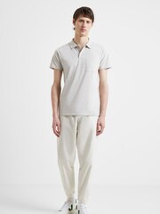 French Connection Brown Moonstruck Slub 100% Cotton Polo Shirt - Image 1 of 3