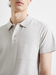 French Connection Brown Moonstruck Slub 100% Cotton Polo Shirt - Image 3 of 3