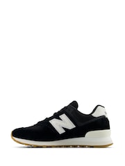 New Balance Black on White Womens 574 Trainers - Image 5 of 8