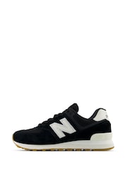 New Balance Black on White Womens 574 Trainers - Image 7 of 8