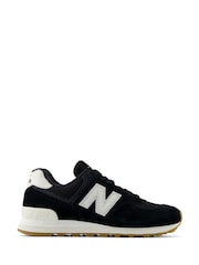New Balance Black on White Womens 574 Trainers - Image 8 of 8