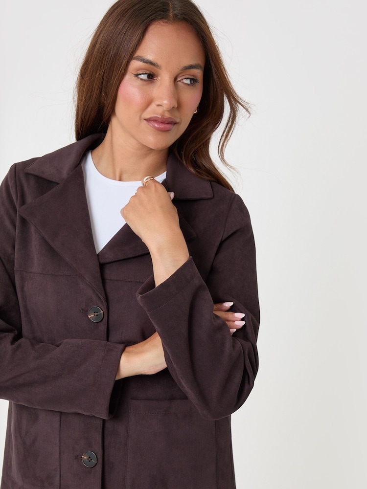 Threadbare Brown Faux Suede Blazer - Image 5 of 5 Threadbare Brown Faux Suede Blazer - Image 5 of 5