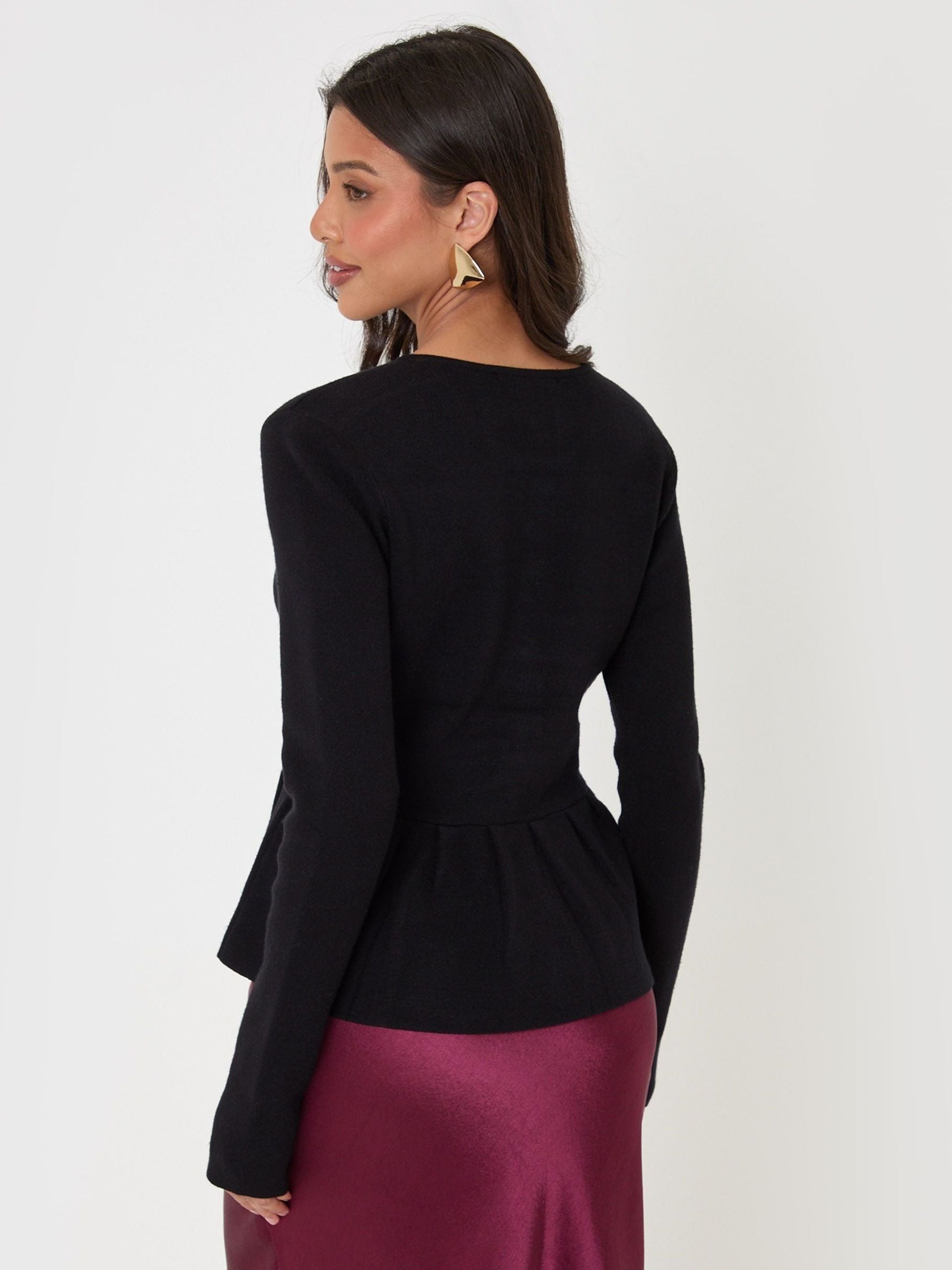 Buy Threadbare Black Crew Neck Peplum Cardigan from Next USA