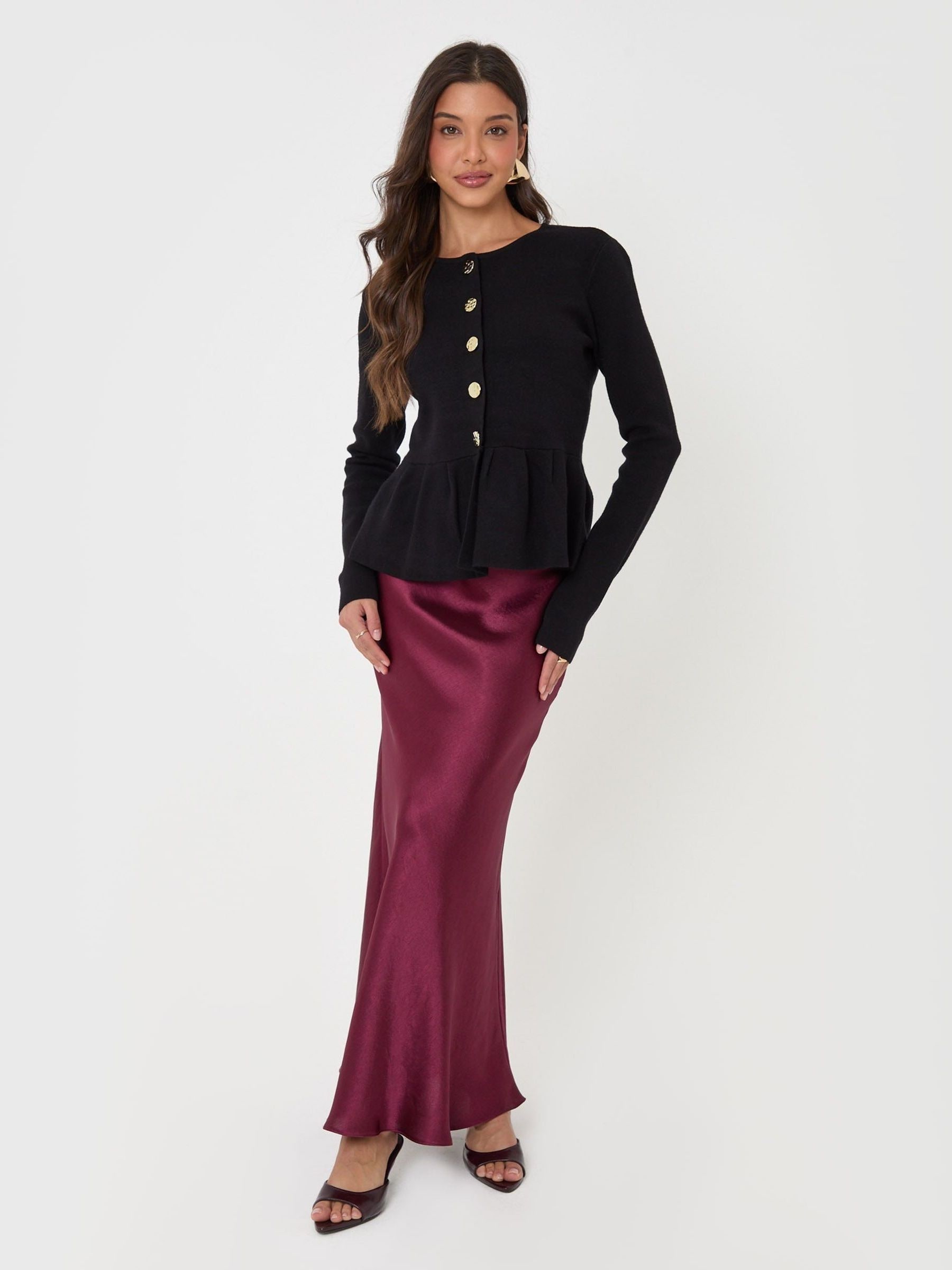 Buy Threadbare Black Crew Neck Peplum Cardigan from Next USA