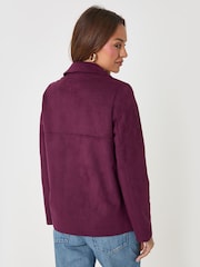 Threadbare Red Faux Suede Blazer - Image 2 of 4