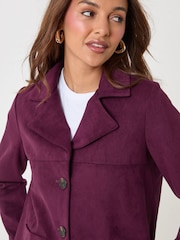 Threadbare Red Faux Suede Blazer - Image 4 of 4