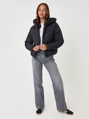 Threadbare Black Showerproof Cropped Puffer Coat - Image 3 of 5