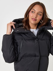 Threadbare Black Showerproof Cropped Puffer Coat - Image 4 of 5