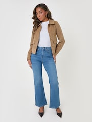 Threadbare Brown Faux Suede Collared Jacket - Image 3 of 4