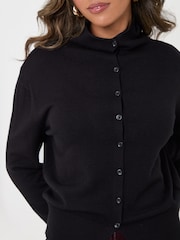 Threadbare Black Compact Knit Funnel Neck Cardigan - Image 4 of 4