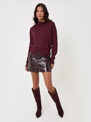Threadbare Red Compact Knit Funnel Neck Cardigan - Image 4 of 5
