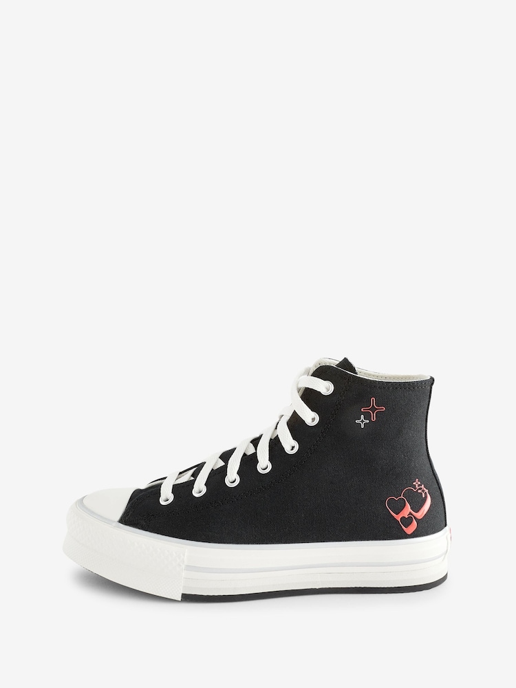 Converse Black Junior Chuck Taylor EVA Lift Heart Trainers - Image 2 of 10