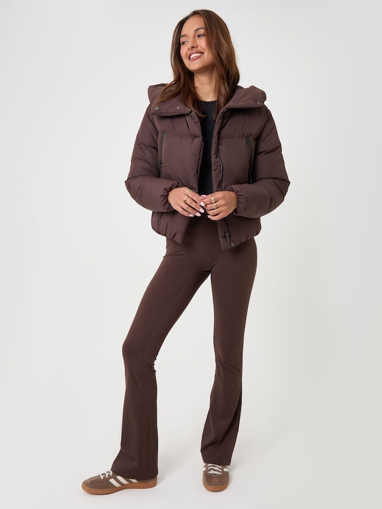 Threadbare Brown Showerproof Cropped Puffer Coat - Image 2 of 5