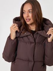 Threadbare Brown Showerproof Cropped Puffer Coat - Image 4 of 5