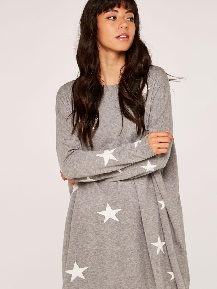Apricot Grey Star Oversized Jumper - Image 1 of 5 Apricot Grey Star Oversized Jumper - Image 1 of 5