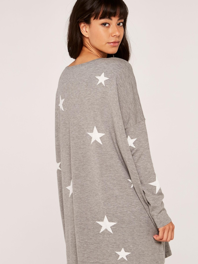 Apricot Grey Star Oversized Jumper - Image 2 of 5