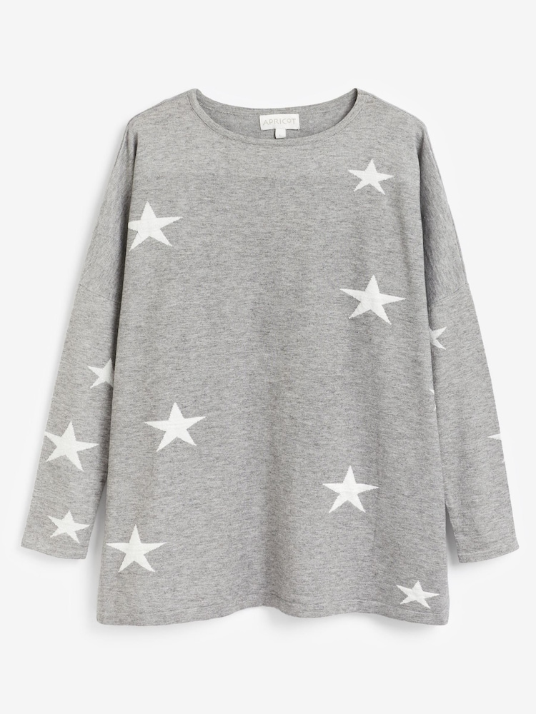 Apricot Grey Star Oversized Jumper - Image 5 of 5