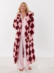 Threadbare Pink Harlequin Hooded Dressing Gown - Image 4 of 5