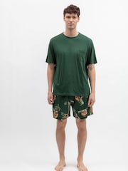 Cyberjammies Green Jersey Top & Leopard Print Shorts Set - Image 2 of 4