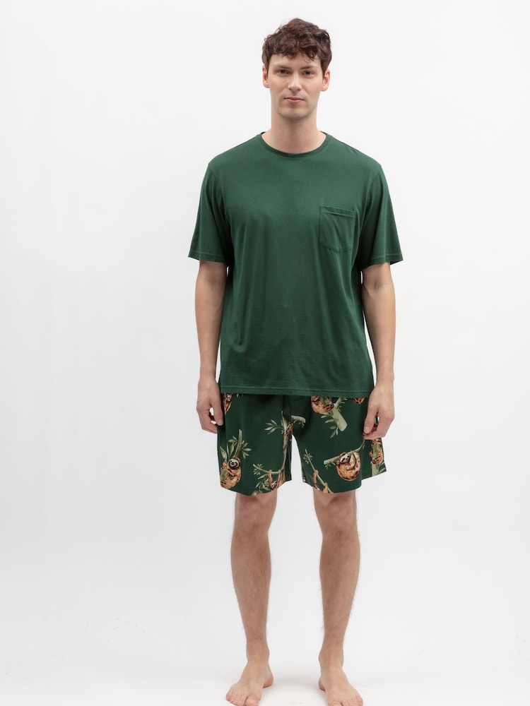 Cyberjammies Green Jersey Top & Leopard Print Shorts Set - Image 2 of 4 Cyberjammies Green Jersey Top & Leopard Print Shorts Set - Image 2 of 4